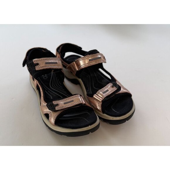 Ecco Womens Rose Gold Hiking Adjustable Strappy Sandals Size 7 Comfort - Picture 1 of 6